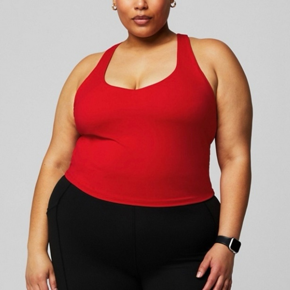 FABLETICS Heated Red Anywhere Cropped Built-In Bra‎ Racerback Active Tank Top 3X